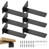 HSEAMALL 6 stück Regalhalterung Schwarz Schwerlastregal 6 Inch 15cm Wandhalterung Regal Schwerlast Regalwinkel Regalträger L Bracket Wandträger Regal winkel Tragkraft 75 KG