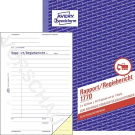 Avery Zweckform Formularbuch Rapport/Regiebericht A5 Gelb