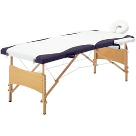vidaXL Massageliege Klappbar 2-Zonen mit Holzgestell Weiß und Lila