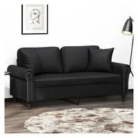 vidaXL 2-Sitzer-Sofa mit Zierkissen Schwarz 140 cm Kunstleder