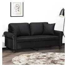 vidaXL 2-Sitzer-Sofa mit Zierkissen Schwarz 140 cm Kunstleder