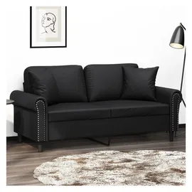 vidaXL 2-Sitzer-Sofa mit Zierkissen Schwarz 140 cm Kunstleder