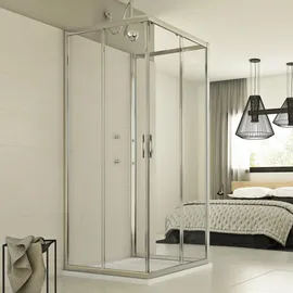 Idralite Evolution Trio Duschkabine mit Schiebetür 80 x 80 cm H198 ESG-Klarglas