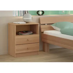 Erst-Holz 90.20-K35 hohe Nachtkonsole Buche Nachttisch mit zwei Schubladen und offenem Fach