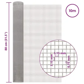 vidaXL Maschendrahtzaun 80 x 1000 cm Silber/Edelstahl