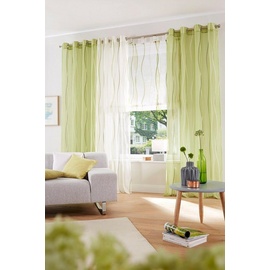 my home Gardine Dimona, my home, Ösen (2 St), transparent, Voile, 2er-Set, transparent, Voile, Polyester grün 140 cm x 245 cm