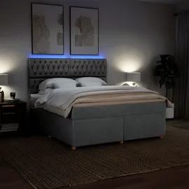 vidaXL Boxspringbett mit Matratze Hellgrau 180x200 cm Stoff