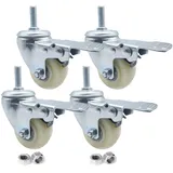 Suwooy 4 STK. Möbel-lenkrollen, Schwerlastrollen, Geräuscharme Nylon Möbelrollen, Schwenkrollen Mit Bremse, M8/ M10/ M12-schrauben, Rollen Für Möbel, Transportrollen Möbel,4brakes-50mm/M8