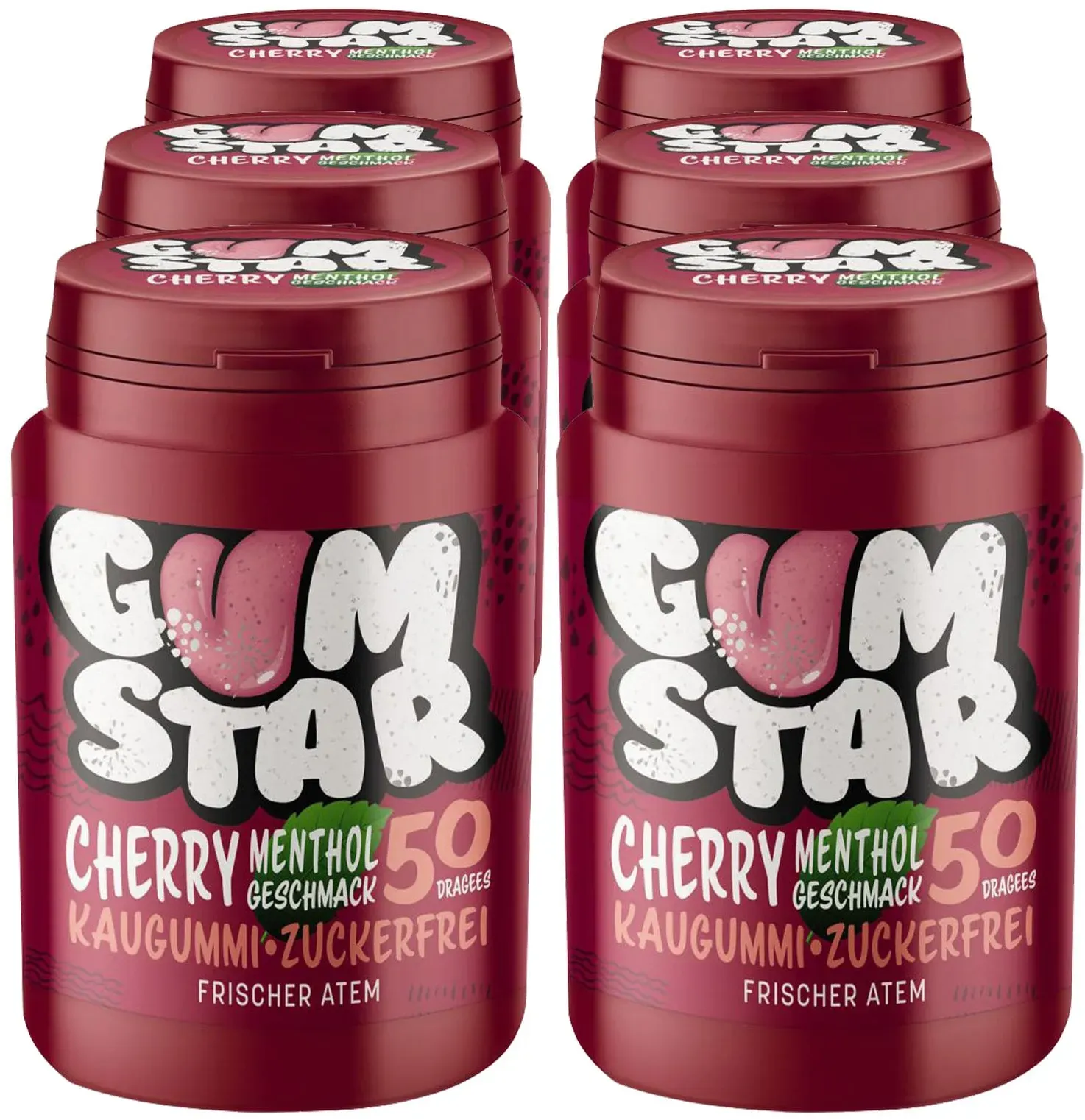 Gumstar Cherry Menthol Kaugummi 50 Stück, 6er Pack