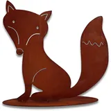 Rostikal Edelrost Gartendeko Fuchs 30 cm Rost Metall Figur für Garten und Indoor Deko Wohnzimmer