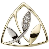 Kettenanhänger JOBO "Goldanhänger 16 mm", gelbgold 585, Schmuckanhänger, Damen, SI = kleine Einschlüsse, Diamanten Gelbgold 585 Weißgold 585, Diamanten, Gelbgold 585, Weißgold 585, Kettenanhänger, 14 Karat 585 Gold bicolor mit 3 Diamanten