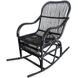 Romimex Schaukelstuhl, Schwarz, Rattan, 55 x 105 x 90 cm