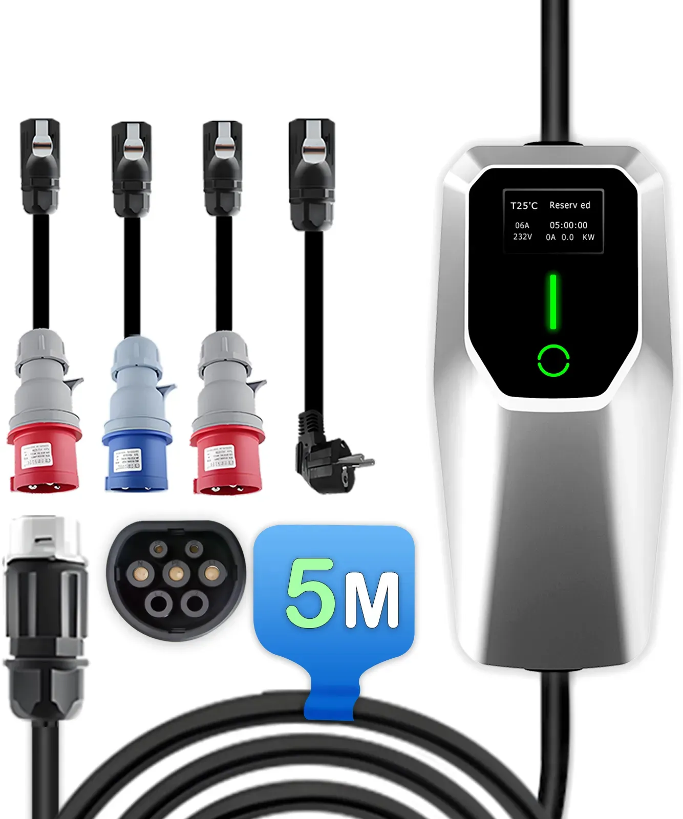 Junsun EV Ladegerät Typ2 3.5–22kW 6–32A Elektroauto Ladekabel CEE - Ohne APP-Steuerung