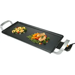 BOURGINI - Grillplatte Griddle, Elektrogrill. 2000 W, Antihaftbeschichtung, für Fleisch, Gemüse und Fisch, 56x26 cm, spülmaschinenfest