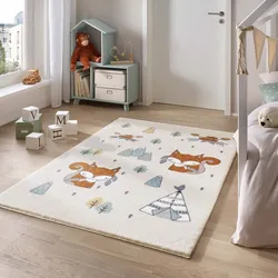 Kinderzimmerteppich Soft Kids kuschelig weich Eichhörnchen braun 160x230 cm