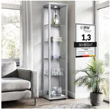 K-Möbel Glasvitrine C1014 176 x 37 x 33 cm Silber