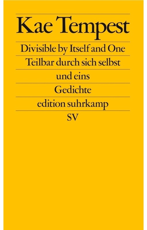 Divisible By Itself And One / Teilbar Durch Sich Selbst Und Eins - Kae Tempest, Taschenbuch
