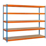Proregal Schwerlastregal Wood Beast Five HxBxT 250 x 120 x 45 cm 5 Ebenen Fachlast 600 kg Blau-Orange