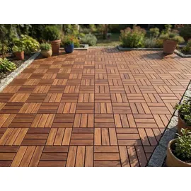 prestige home living outdoor Massivholz-Klickfliese Braun 30 x 30 cm 9 St.