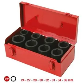 KS Tools 3/4" Sechskant-Kraft-Stecknuss-Satz 8-tlg. lang