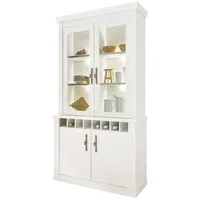 Furn.design Vitrine, Weiß, Nachbildung,Pinie, 6 Fächer, 110x205x44 cm, Wohnzimmer,