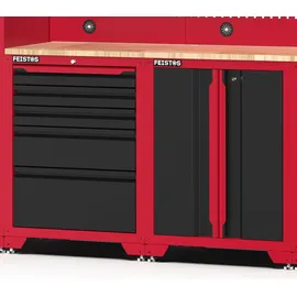 feistos Werkstattschrank Metall 396x46x198 cm Schwarz/Rot