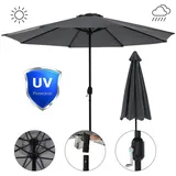 MuCoLa Sonnenschirm Ø3m Gartenschirm 360° drehbar Terrassenschirm Ampelschirm Marktschirm Strandschirm - Grau - Grau