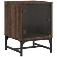 VidaXL Nachttisch mit Glastür Braun Eichen-Optik 35x37x50 cm