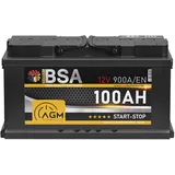 BSA AGM Batterie 12V 100Ah 900A/EN Autobatterie Start Stop VRLA 95Ah 92Ah