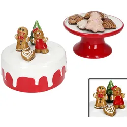 Mini-Tortenplatte auf Fuß mit Lebkuchen & Tanne Steingut Weihnachten Pralinen