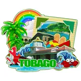 Tobago Trinidad und Tobago Magnet Kühlschrankmagnet Holz 3D Sehenswürdigkeiten Reise Sammlerstück Souvenirs Dekoration handgefertigt -4931