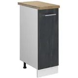 Vicco Apothekerschrank R-Line Schwarz Beton Weiß 30 cm mit Arbeitsplatte Eiche