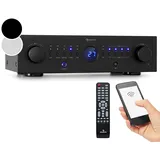 Auna Verstärker, HiFi Stereo Mini Verstärker, HiFi-Verstärker mit Bass & Treble Regler, 4 Kanal Audio-Verstärker, Stereo-Verstärker & Lautsprecher mit Fernbedienung & AUX Eingang, AV Receiver