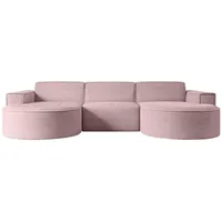 altdecor Ecksofa in U-Form Corner Sofa Bett Eckcouch Couch L-Form Wohnlandschaft Cauchsofa MARI-U1-299x165x78 cm Rosa