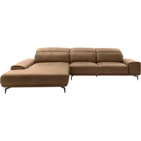 Musterring Wohnlandschaft MUSTERRING "MR 2490 Ecksofa mit erstklassigem Sitzkomfort, Long-Life-Leder", beige (fango, s), B:342cm T:207cm, Sofas, Wohnlandschaft, Fuß schwarz, Sitzhöhe 48cm, wahlweise mit Funktionen, Maße 342x207 cm