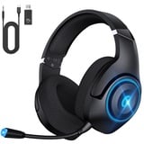 KAPEYDESI Wireless Gaming Headset, Wireless Headset für PS5 PS4 PC, Kabellos Gaming Kopfhörer mit Mikrofon, 3D-Stereo Surround, Bluetooth 5.2, 3,5 mm Adapterkabel für Xbox Series Gamer (Schwarz Blau)