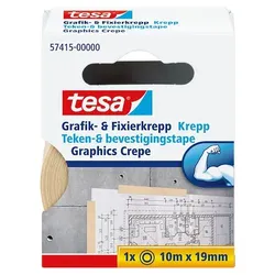 tesa Grafik- und Fixierkrepp, rückstandsfrei ablösbar, 10m x 19mm / 120 Rollen