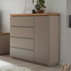 Moderne Wohnzimmerkommode in Taupe vier Schubladen und Tür