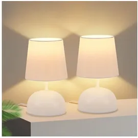 GBLY Nachttischlampe 2er Set Tischlampe mit Kabel - Tischleuchte Weiß Stoff Nachtlampe Modern Schlafzimmer Bettlampe Design Klein Schreibtischlampe für