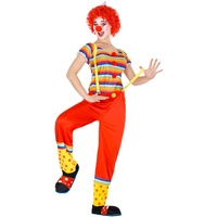 dressforfun Frauenkostüm Clown | Kostüm + Hosenträger und Afro-Perücke mit Schleife | Clownfrau Clown-Kostüm Fasching (M | Nr. 300819)