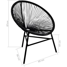 vidaXL Garten-Mondstuhl Gartenstuhl 70 x 81,1 x 40,8 cm schwarz