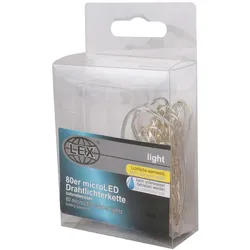LEX 80er  LED Drahtlichterkette  batteriebetrieben warmweiß