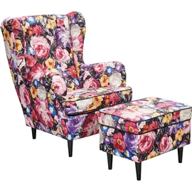 ed exciting design Ohrensessel Laurel Polyester 78 x 102 x 98 cm Mehrfarbig mit Massivholzfüßen