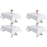Vnituasr Weiße Tischdecke Rechteckig 4er Pack, 153 x 260 cm für 1,8 m rechteckige Tische, Geeignet für Hochzeit, Bankett, Restaurant, Partys (60×102 Zoll)