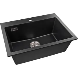 stabilo-sanitär Kingston rechts Einbauspüle granit schwarz Handbetätigung 600 x 450 mm