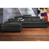 Ecksofa EXXPO - SOFA FASHION "Salerno, klassisch modernes Funktionssofa, hoher Sitzkomfort, L-Form", schwarz, B:280cm H:77cm T:170cm, Microfaser-Primabelle (100% Polyester), NaturLEDER, Kunstleder, Lederfaserstoff, Luxus-Microfaser Lederoptik, Sofas, inkl. Kopf- und Armteilverstellung, wahlweise mit Bettfunktion