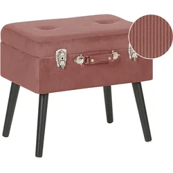Hocker mit Stauraum Cord rosa Koffer-Design MALLARD