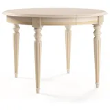 Casa Padrino Luxus Barock Esstisch Cremefarben / Gold 100-200 x 100 x H. 77,5 cm - Runder Ausziehbarer Massivholz Esszimmertisch - Barock Esszimmer Möbel