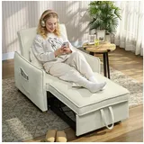 Homcom Schlafsessel 3 in 1 Chenille 84 x 87 x 88 cm Cremeweiß mit Lendenkissen