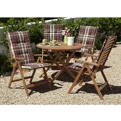 MERXX Gartenmöbel »Borkum«, 4 Sitzplätze, Eukalyptusholz, inkl. Auflagen - beige